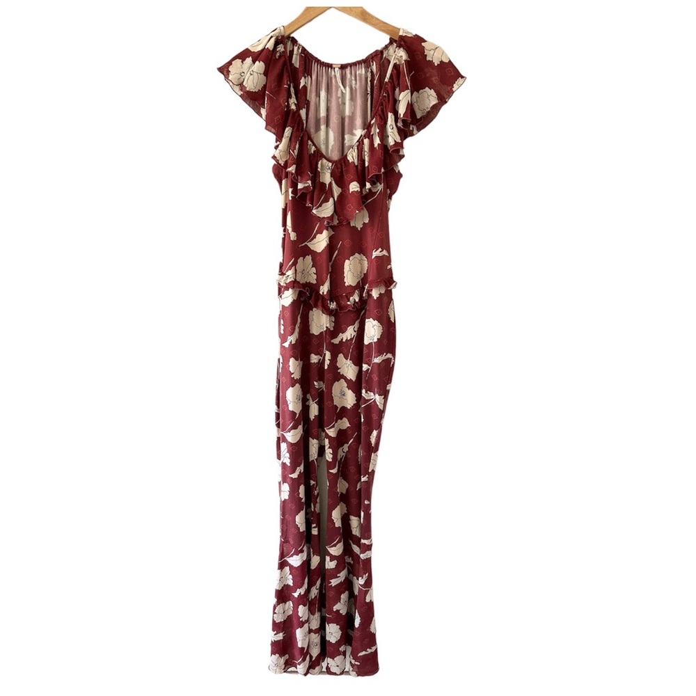 Free People Austin Floral Bell Bottom Ruffled Hem Jumpsuit Women’s Size Medium - Picture 4 of 9
